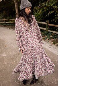 Free People Feeling Groovy Maxi Dress - Ivory & Dusty Rose, NWT, XS